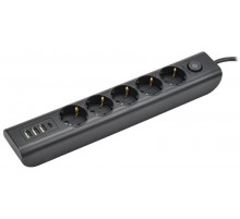 MODERN Удлинитель У05В с/з 2м 3х1мм2 16А/250В USBх4 чер.  WYP12-16-05-02-ZKU-K02  IEK