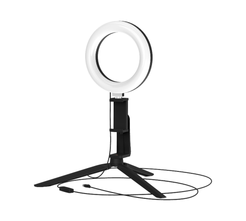 Светильник кольцевой 10W 600lm 3000-6500K 5V USB IP20 160*23мм черный дим, пульт LED 1/48  RL001  Gauss