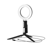 Светильник кольцевой 10W 600lm 3000-6500K 5V USB IP20 160*23мм черный дим, пульт LED 1/48  RL001  Gauss