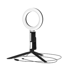 Светильник кольцевой 10W 600lm 3000-6500K 5V USB IP20 160*23мм черный дим, пульт LED 1/48  RL001  Gauss