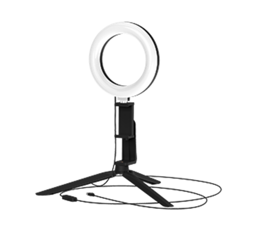 Светильник кольцевой 10W 600lm 3000-6500K 5V USB IP20 160*23мм черный дим, пульт LED 1/48  RL001  Gauss