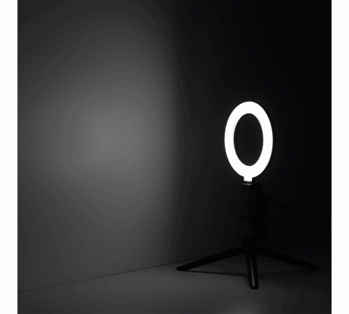 Светильник кольцевой 10W 600lm 3000-6500K 5V USB IP20 160*23мм черный дим, пульт LED 1/48  RL001  Gauss