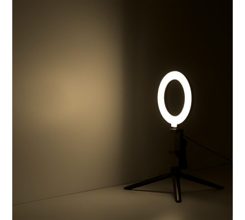 Светильник кольцевой 10W 600lm 3000-6500K 5V USB IP20 160*23мм черный дим, пульт LED 1/48  RL001  Gauss