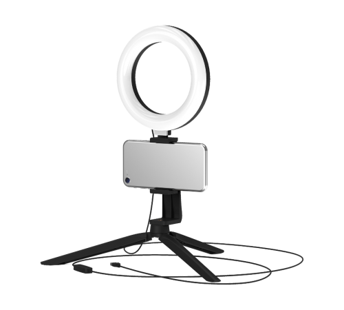 Светильник кольцевой 10W 600lm 3000-6500K 5V USB IP20 160*23мм черный дим, пульт LED 1/48  RL001  Gauss