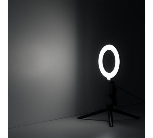 Светильник кольцевой 10W 600lm 3000-6500K 5V USB IP20 160*23мм черный дим, пульт LED 1/48  RL001  Gauss