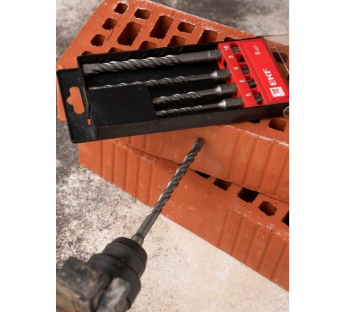 Набор буров по бетону SDS-plus (5/110, 6/110, 6/160, 8/160, 10/160) 2 резца 4S спираль EKF Master  db-h5-2x4  EKF