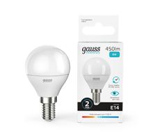 Лампа светодиодная LED 6Вт E14 220В 4100К Elementary шар  53126  Gauss