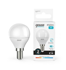Лампа светодиодная LED 6Вт E14 220В 4100К Elementary шар  53126  Gauss