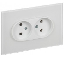 SKANDY Розетка 2-местная без з/к/ш стекло 10А SK-R03W арк. бел.  SK-R20-10-K01  IEK