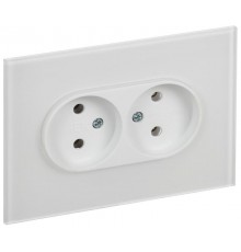 SKANDY Розетка 2-местная без з/к/ш стекло 10А SK-R03W арк. бел.  SK-R20-10-K01  IEK