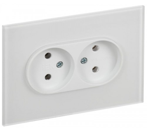 SKANDY Розетка 2-местная без з/к/ш стекло 10А SK-R03W арк. бел.  SK-R20-10-K01  IEK