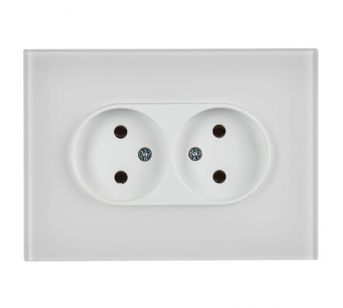 SKANDY Розетка 2-местная без з/к/ш стекло 10А SK-R03W арк. бел.  SK-R20-10-K01  IEK