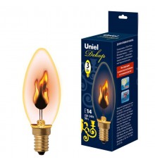 Лампа накаливания ЛОН IL-N-C35-3/RED-FLAME/E14/CL  с эффектом пламени  UL-00002981  Uniel