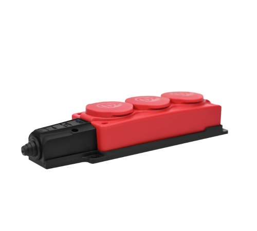 Колодка 3 гнезда 2К+З каучуковая 16А/250В IP44 Красная MultiSet  MST4123RD  SE