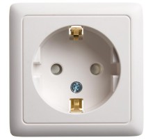 Хит Белый О/У без изолирующей пластины  Розетка с заземлением со шторками, 16А, 250  RA16-138-B  SE