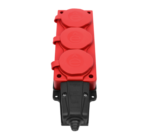 Колодка 3 гнезда 2К+З каучуковая 16А/250В IP44 Красная MultiSet  MST4123RD  SE