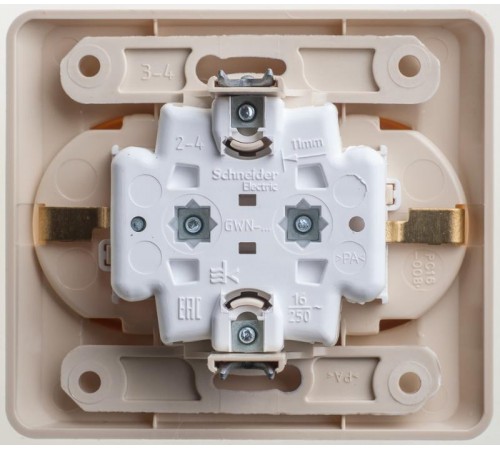 Этюд Кремовый С/У Розетка 2-ая с заземлением без шторок  PC16-007K  SE