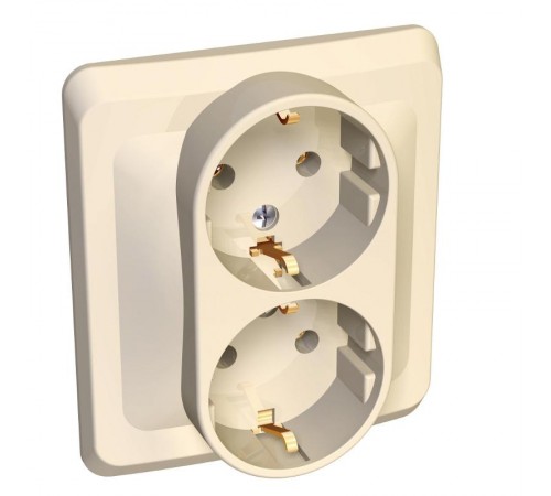 Этюд Кремовый С/У Розетка 2-ая с заземлением без шторок  PC16-007K  SE