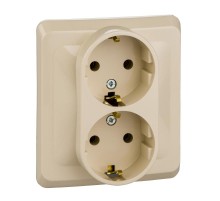 Этюд Кремовый С/У Розетка 2-ая с заземлением без шторок  PC16-007K  SE