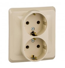 Этюд Кремовый С/У Розетка 2-ая с заземлением без шторок  PC16-007K  SE