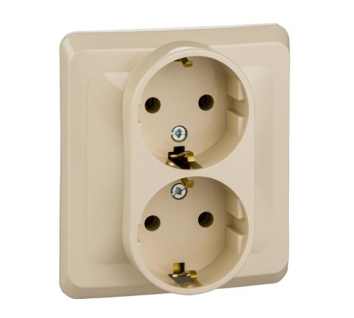 Этюд Кремовый С/У Розетка 2-ая с заземлением без шторок  PC16-007K  SE