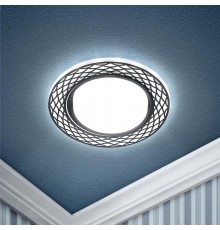 Светильник точечный встраиваемый DK LD37 WH/BK декор cо светодиодной подсветкой GX53, белый/черный  Б0037386  ЭРА