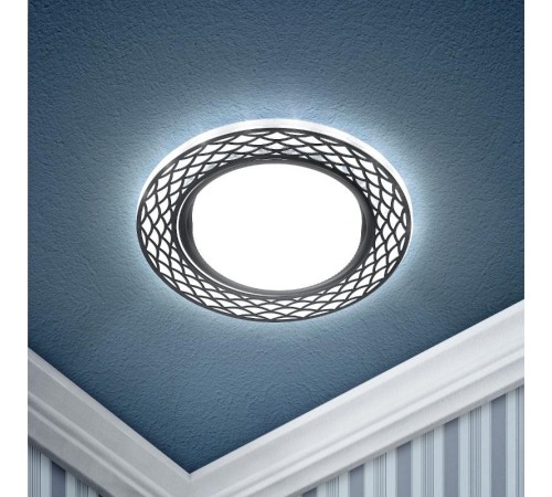 Светильник точечный встраиваемый DK LD37 WH/BK декор cо светодиодной подсветкой GX53, белый/черный  Б0037386  ЭРА