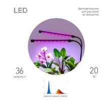 Светильник для растений на прищепке  FITO-20W-АLED-RB красно-синего спектра 20 Вт  Б0068275  ЭРА