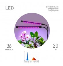 Светильник для растений на прищепке  FITO-20W-АLED-RB красно-синего спектра 20 Вт  Б0068275  ЭРА