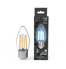 Лампа светодиодная Filament Свеча 11W 830lm 4100К Е27 LED 1/10/50  103802211  Gauss