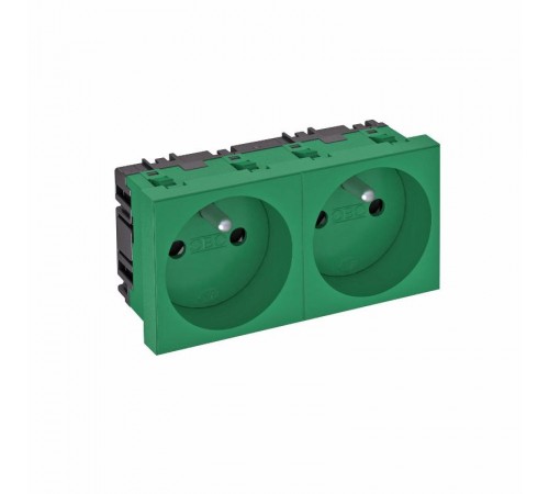 Розетка двойная 0° франц. стандарт 250 В, 16A (зеленый) (STD-F0 MZGN2)  6120176  OBO Bettermann