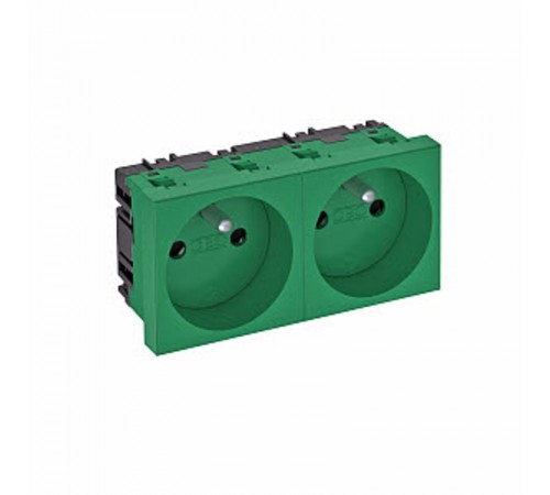 Розетка двойная 0° франц. стандарт 250 В, 16A (зеленый) (STD-F0 MZGN2)  6120176  OBO Bettermann