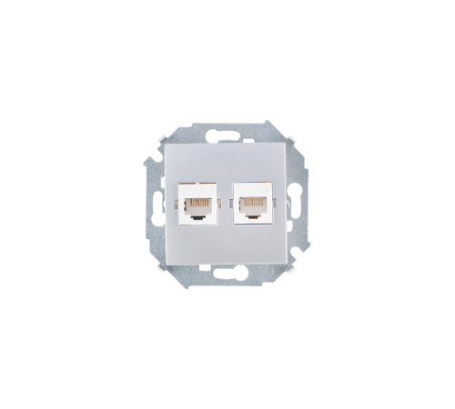 Simon 15 Алюминий Розетка компьютерная двойная RJ45 кат.5е, Systimax  1591593-033  Simon
