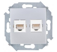 Simon 15 Алюминий Розетка компьютерная двойная RJ45 кат.5е, Systimax  1591593-033  Simon