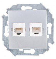 Simon 15 Алюминий Розетка компьютерная двойная RJ45 кат.5е, Systimax  1591593-033  Simon