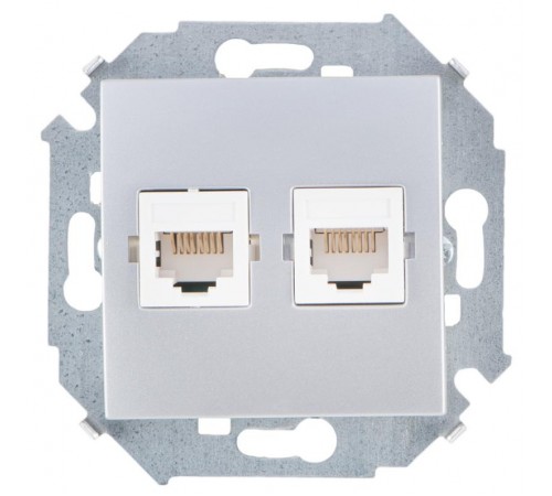 Simon 15 Алюминий Розетка компьютерная двойная RJ45 кат.5е, Systimax  1591593-033  Simon