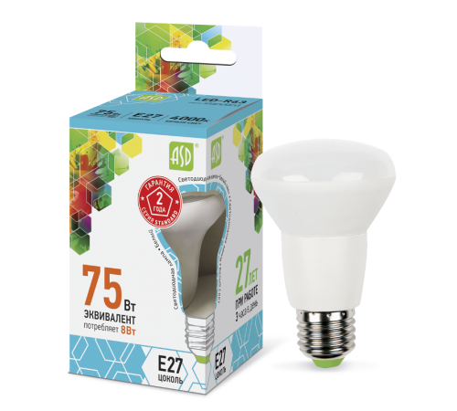 Лампа светодиодная LED-R63-standard 8Вт 230В Е27 4000К 720Лм  4690612001593  ASD