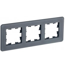 BRITE Рамка 3-ая РУ-3-2-Бр стекло графит RE  BR-M32-G-41-K53  IEK