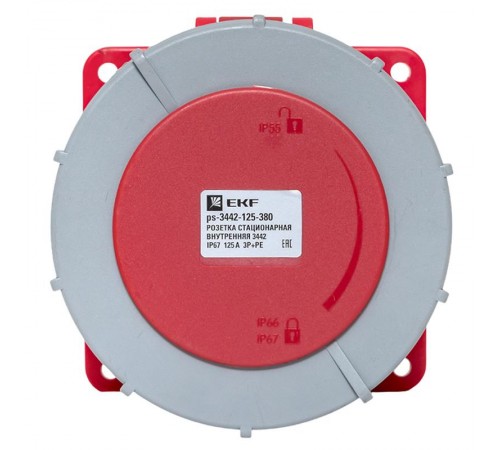 Розетка стационарная внутренняя 3442 3Р+РЕ 125А 380В IP67 EKF PROxima  ps-3442-125-380  EKF