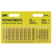 Батарейка щелоч. Alkaline LR6/AA+LR03/AAA (8+4шт/блист.)  ABT-LR06-LR03-OP-L08-04  IEK
