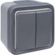 Plexo Серый Выключатель/Переключатель 2-клавишный наружный монтаж 10А (в сборе) IP55  069715  Legrand