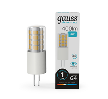 Лампа светодиодная Elementary G4 12V 4W 400lm 4100K керамика LED 1/10/200  10724  Gauss