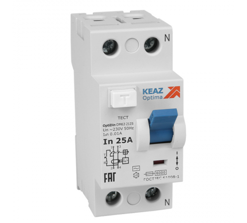 Устройство защитного отключения (УЗО) без защиты от сверхтоков OptiDin DМ63-2463-A-УХЛ4 (2P, 63, 300mA) (КЭАЗ  254288  КЭАЗ