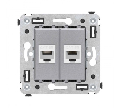 Компьютерная розетка RJ-45 без шторки в стену, кат.5е двойная, "Avanti", "Закаленная сталь"  4404664  DKC