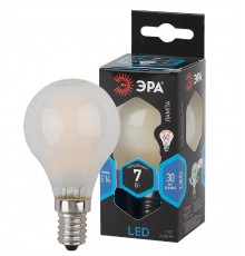 Лампа светодиодная F-LED P45-7W-840-E14 frost (филамент, шар мат., 7Вт, нейтр, E14)  Б0027957  ЭРА