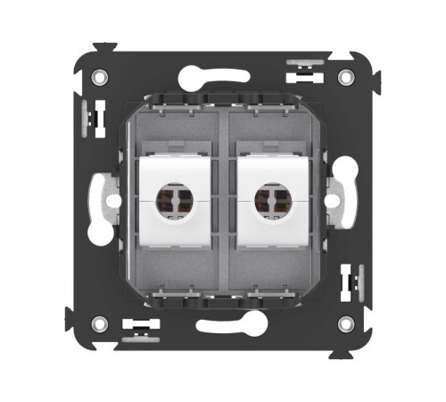 Компьютерная розетка RJ-45 без шторки в стену, кат.5е двойная, "Avanti", "Закаленная сталь"  4404664  DKC