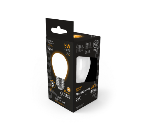 Лампа светодиодная Black LED Filament Шар OPAL E27 5W 420lm 2700K  105202105  Gauss