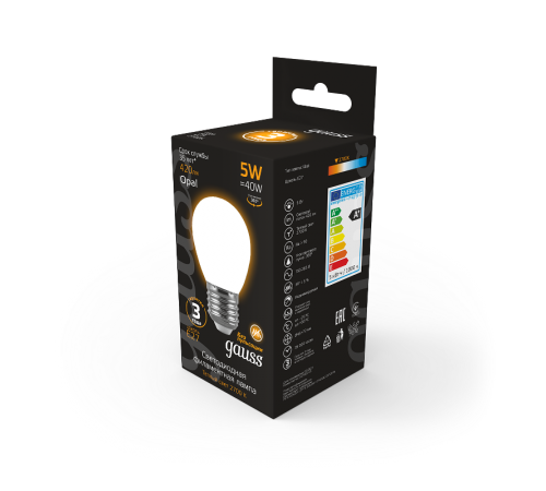 Лампа светодиодная Black LED Filament Шар OPAL E27 5W 420lm 2700K  105202105  Gauss