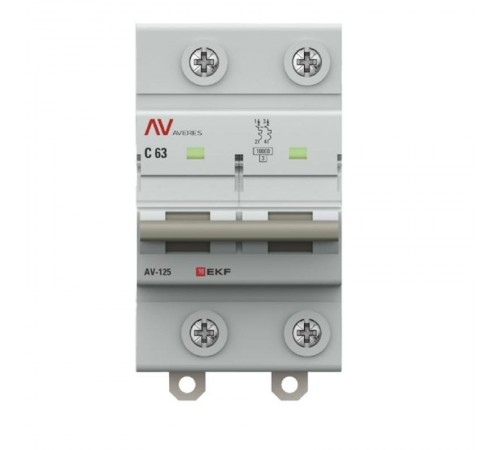 Выключатель автоматический AV-125 2P 63A (D) 10kA  AVERES mcb125-2-63D-av EKF
