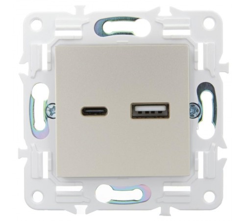 SKANDY Розетка USB A+C 18Вт SK-R13Sh шампань  SK-U22-018-K37  IEK